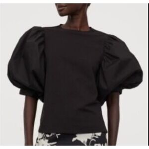 Johanna Ortiz x H&M Balloon Statement Puff Sleeve Shirt In Black Size XS Modern
